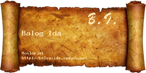 Balog Ida névjegykártya